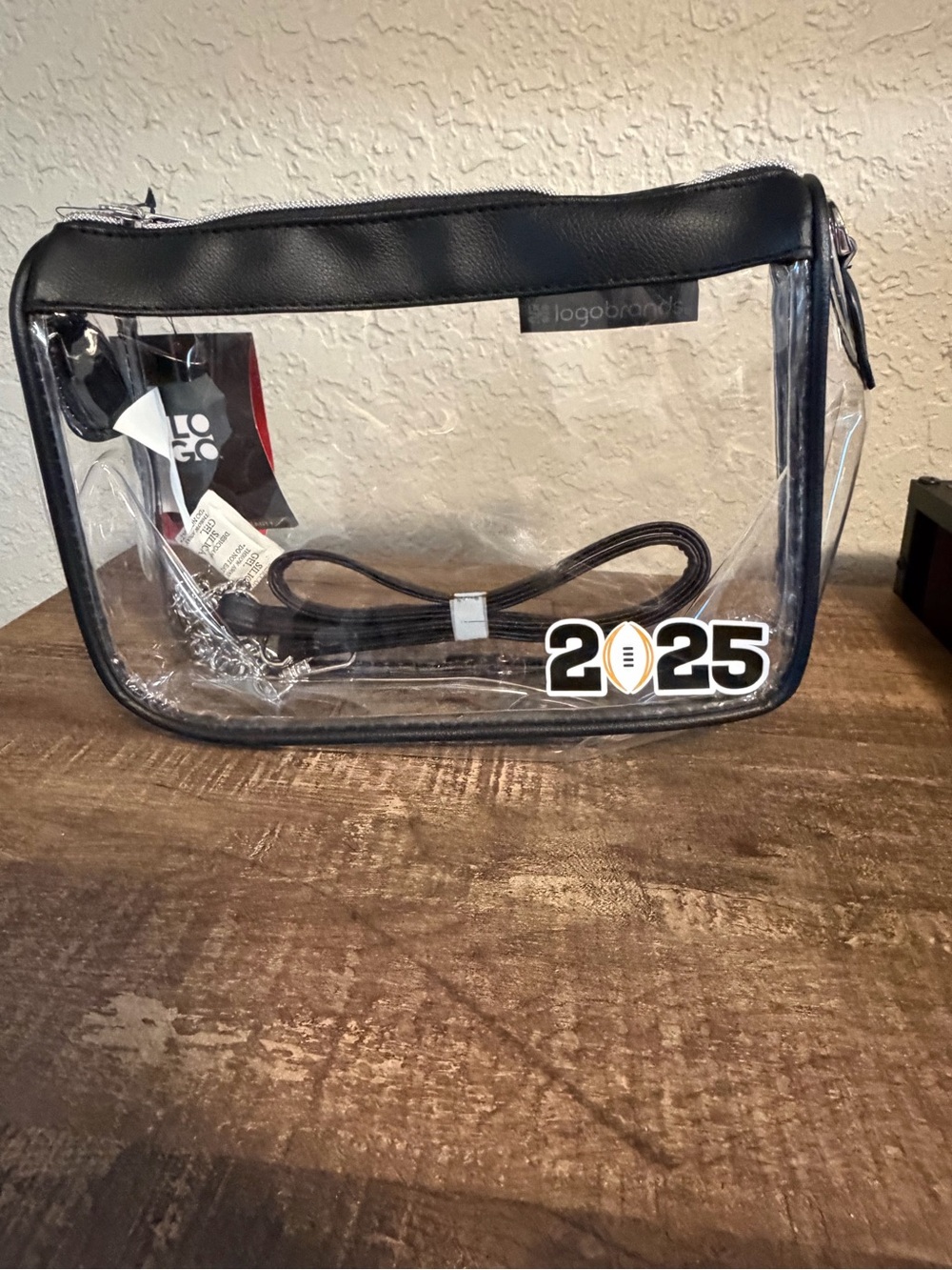LogoBrands Clear Crossbody Bag with Black Trim